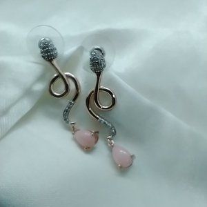 Sterling silver earrings with Zircon and Peruvian pink quartz